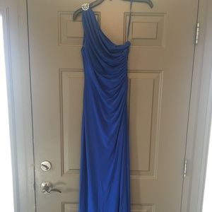 One shoulder evening gown